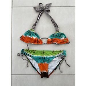 Billabong Swim Bikini Swimsuit Triangle Multicolor Striped Swimwear
